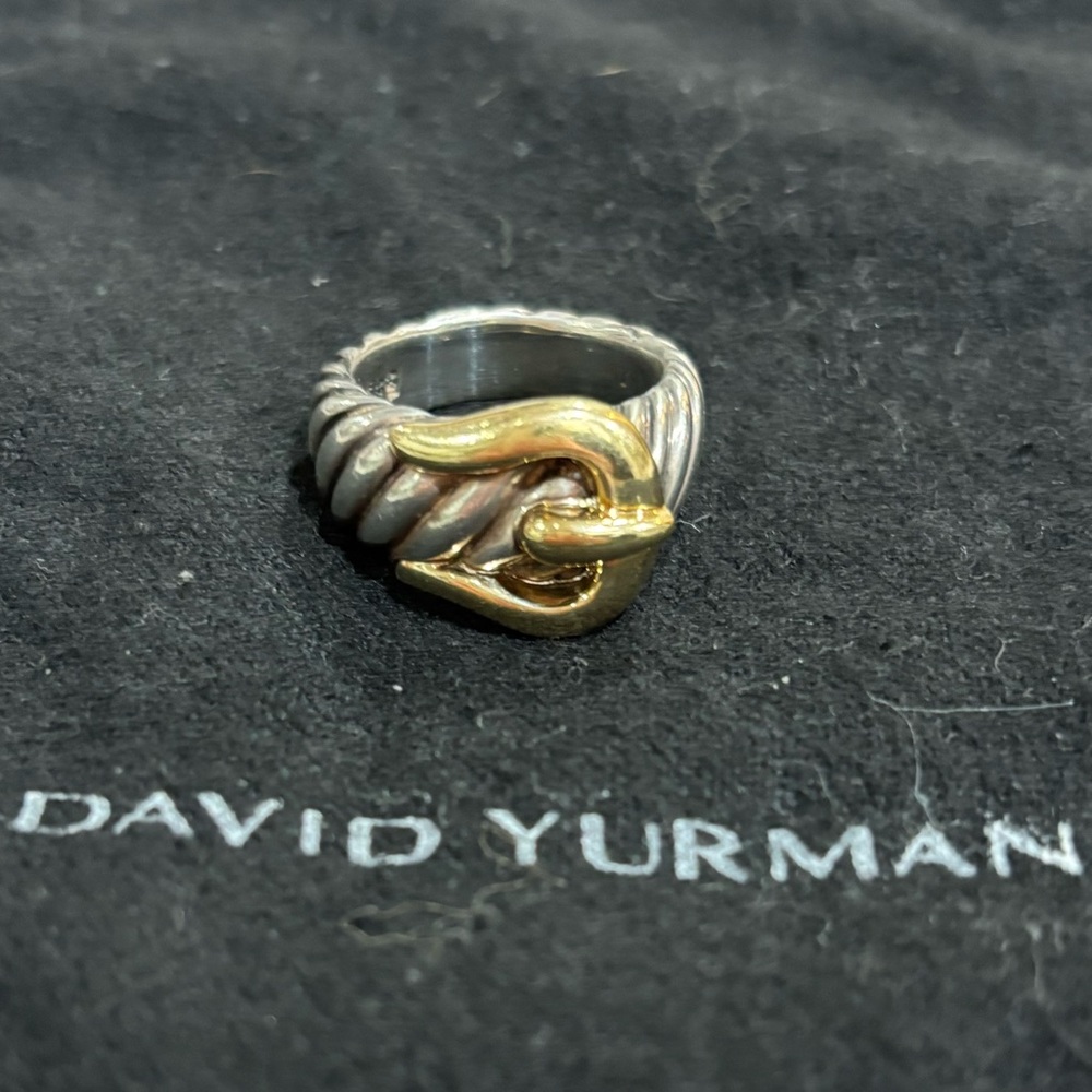 David Yurman Two-Tone Sculpted Cable Buckle Ring - Picture 2 of 10